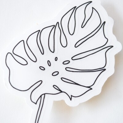 Monstera b/w clear sticker