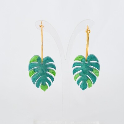 Monstera Hoop Earrings