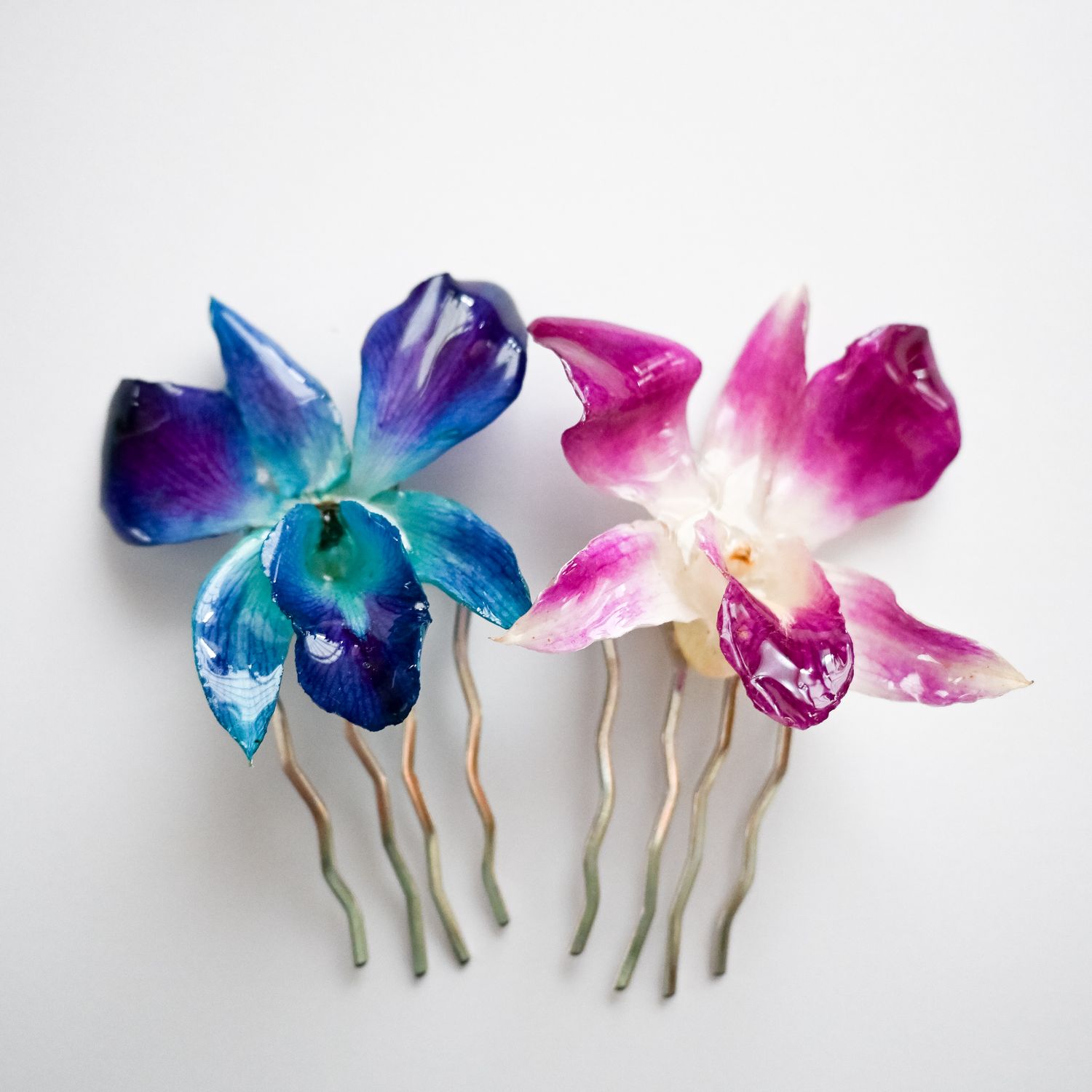 Blue/Purple orchid hair pin