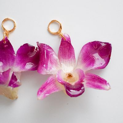 Purple Orchid earrings- Dendrobium