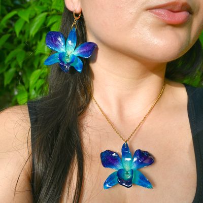 Blue orchid necklace