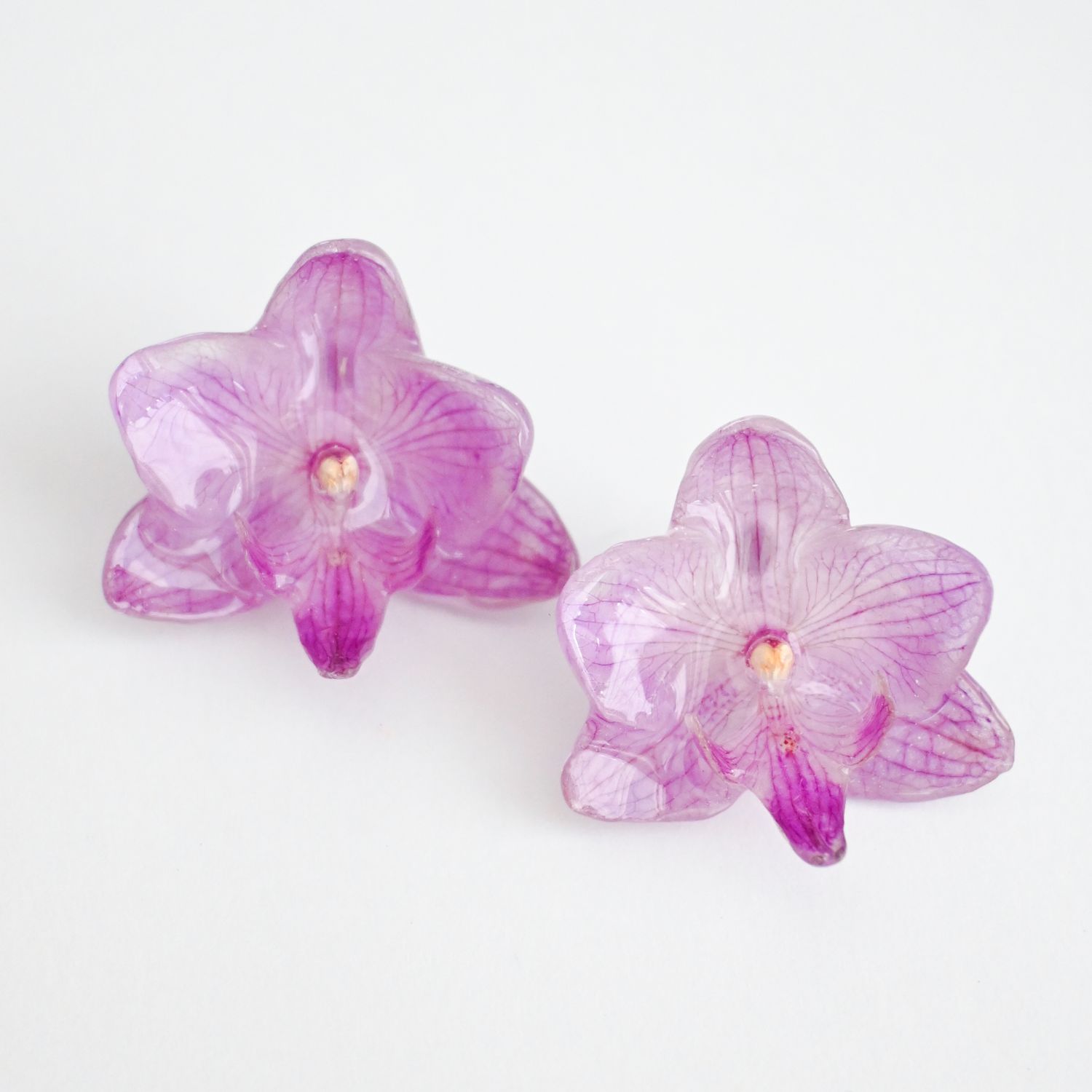 Mini purple orchid earrings