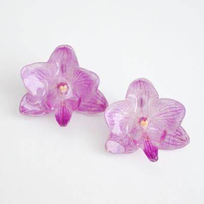 Mini purple orchid earrings