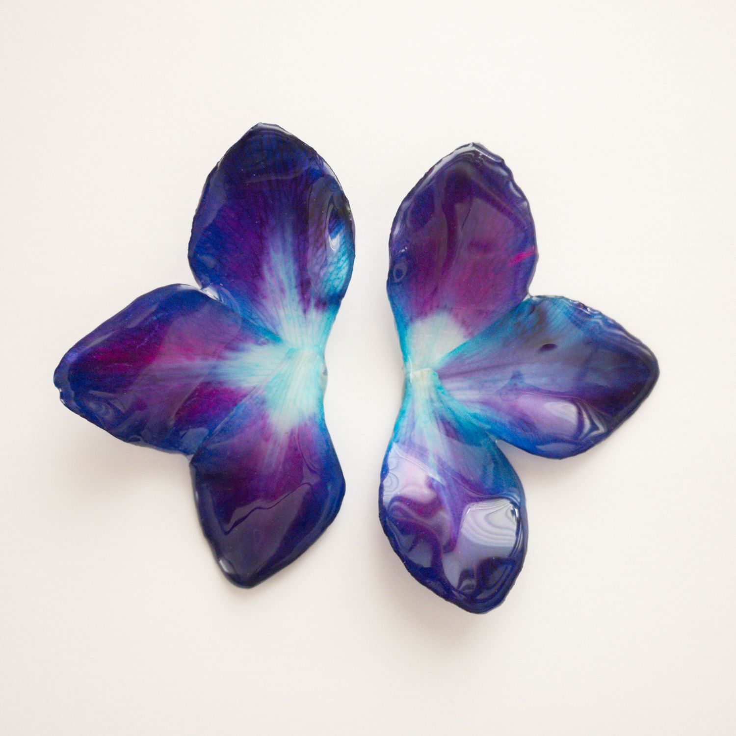 Blue orchid petal earrings
