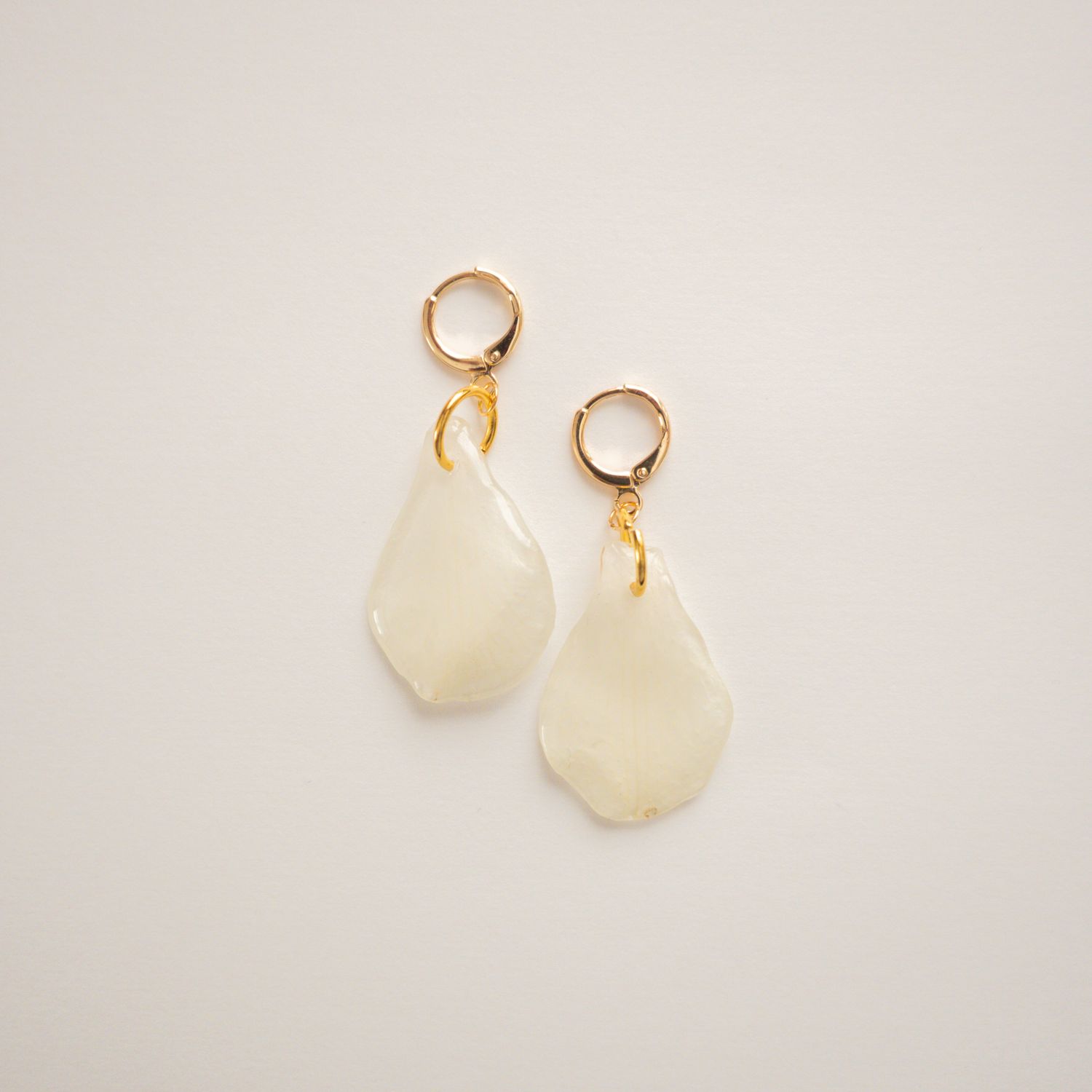 White orchid petal earrings