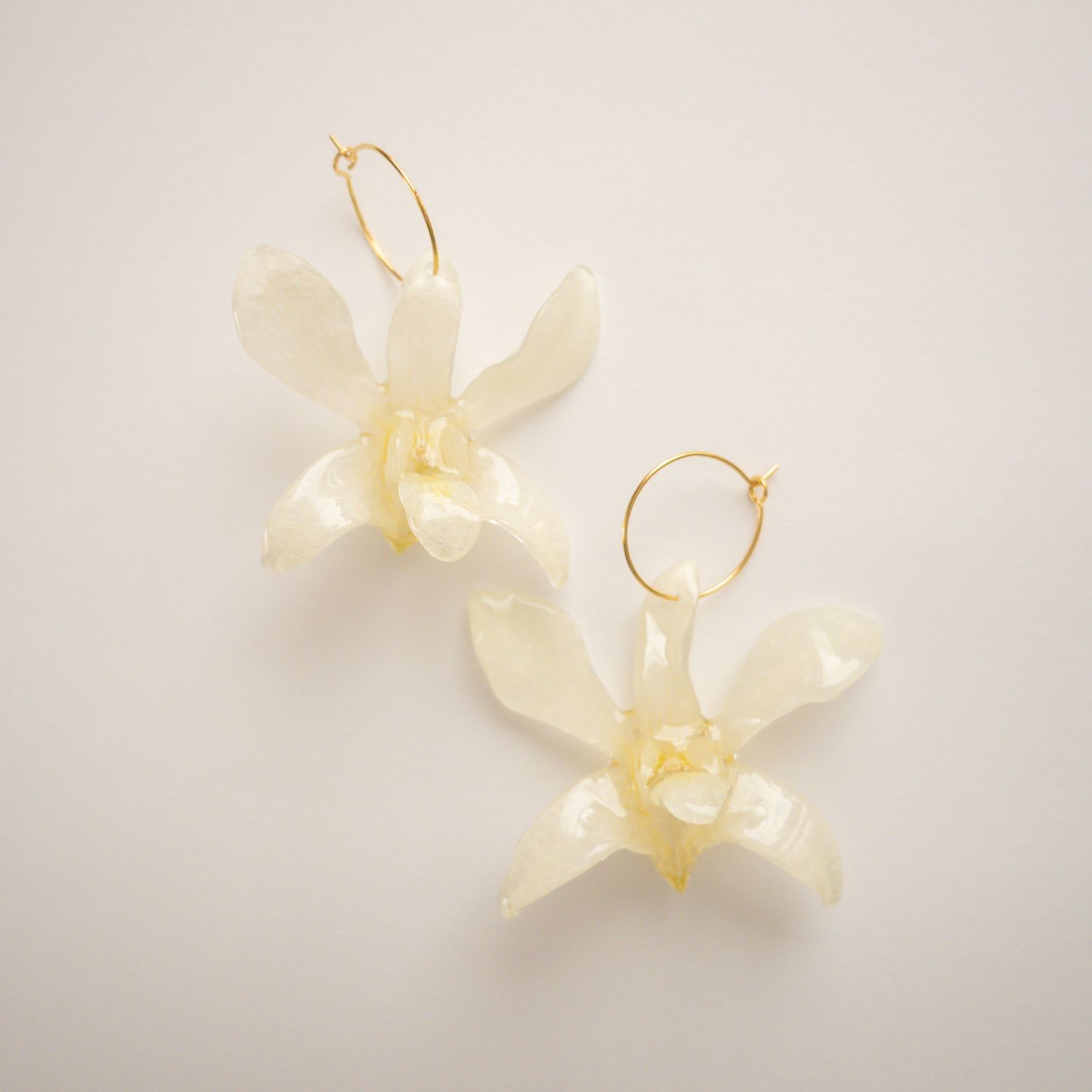Mini white orchid earrings