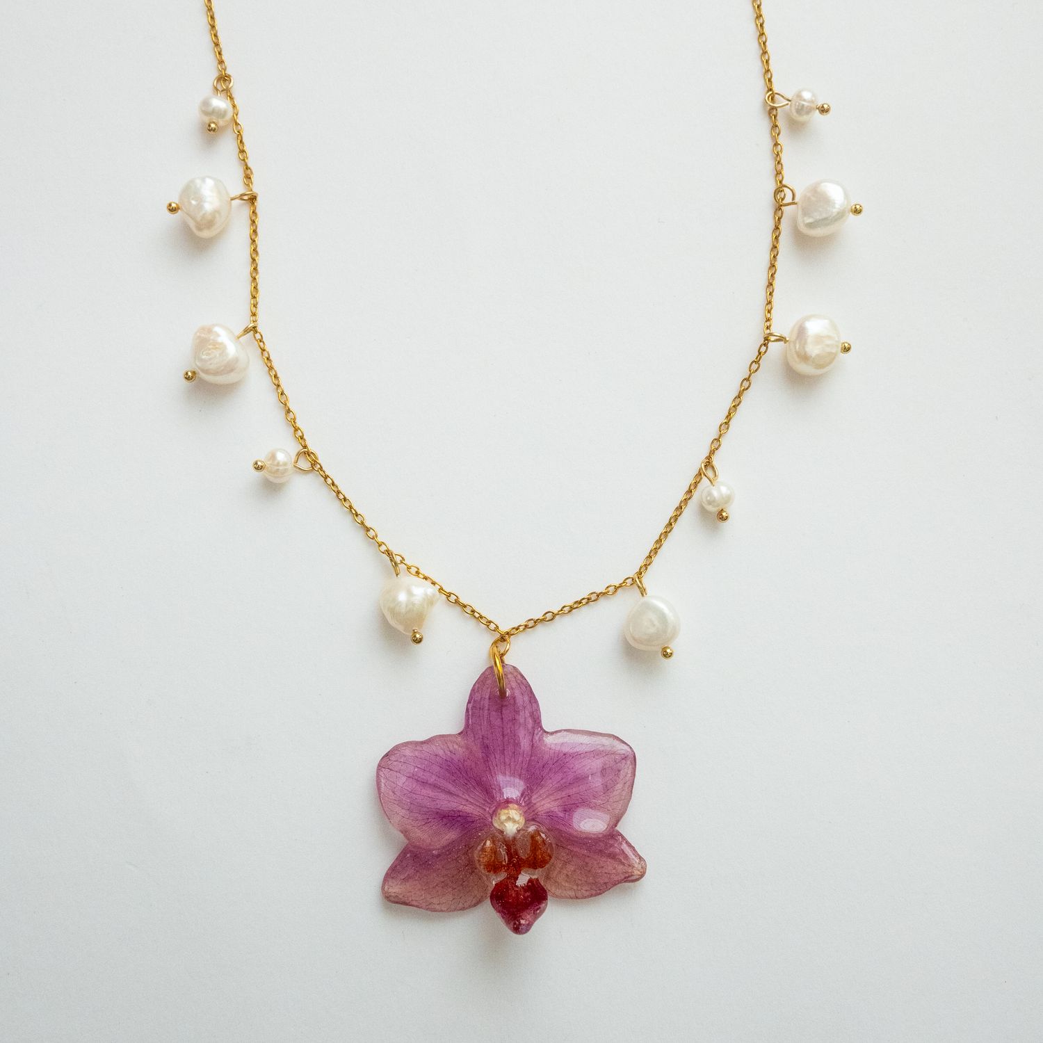 Orchid Pearl Charm Necklace