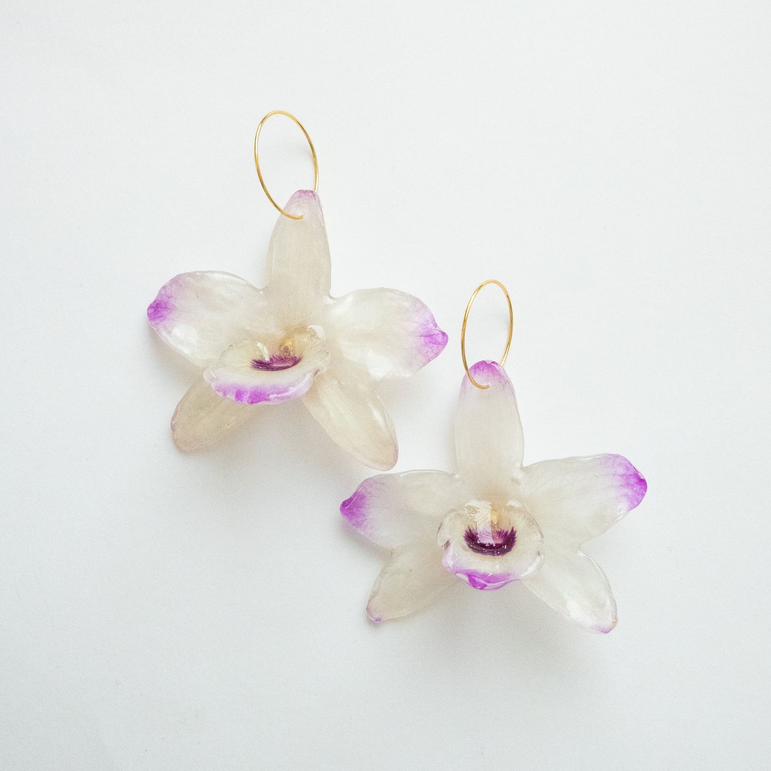 White/Purple Orchid Earrings