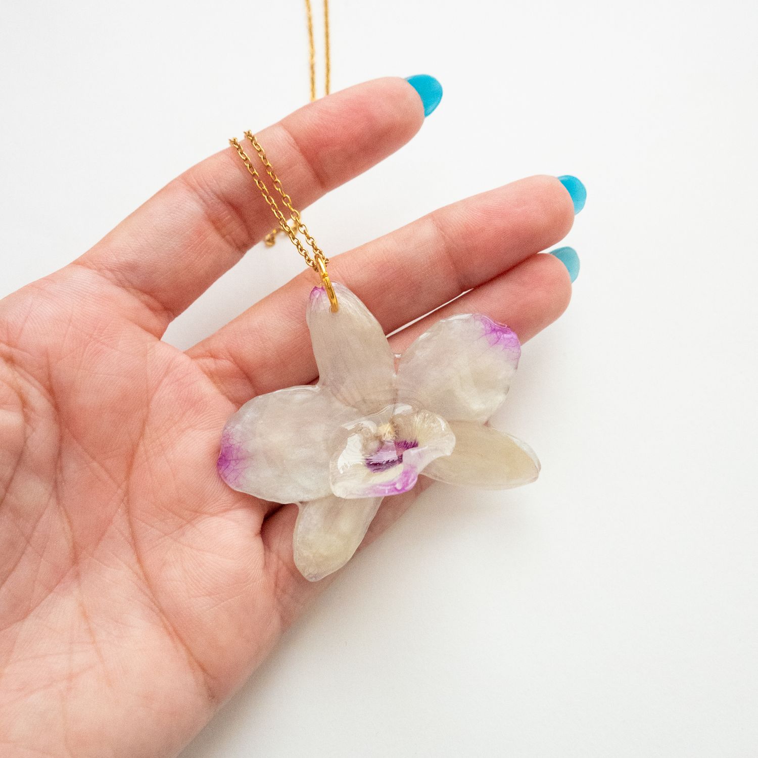 White/Purple Orchid Necklace