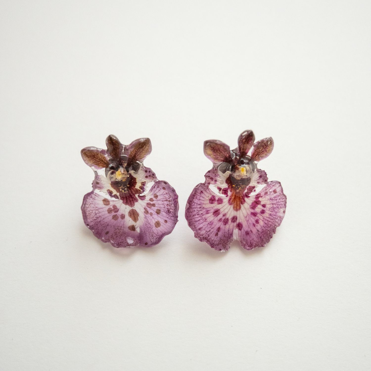 Purple mini orchid earrings