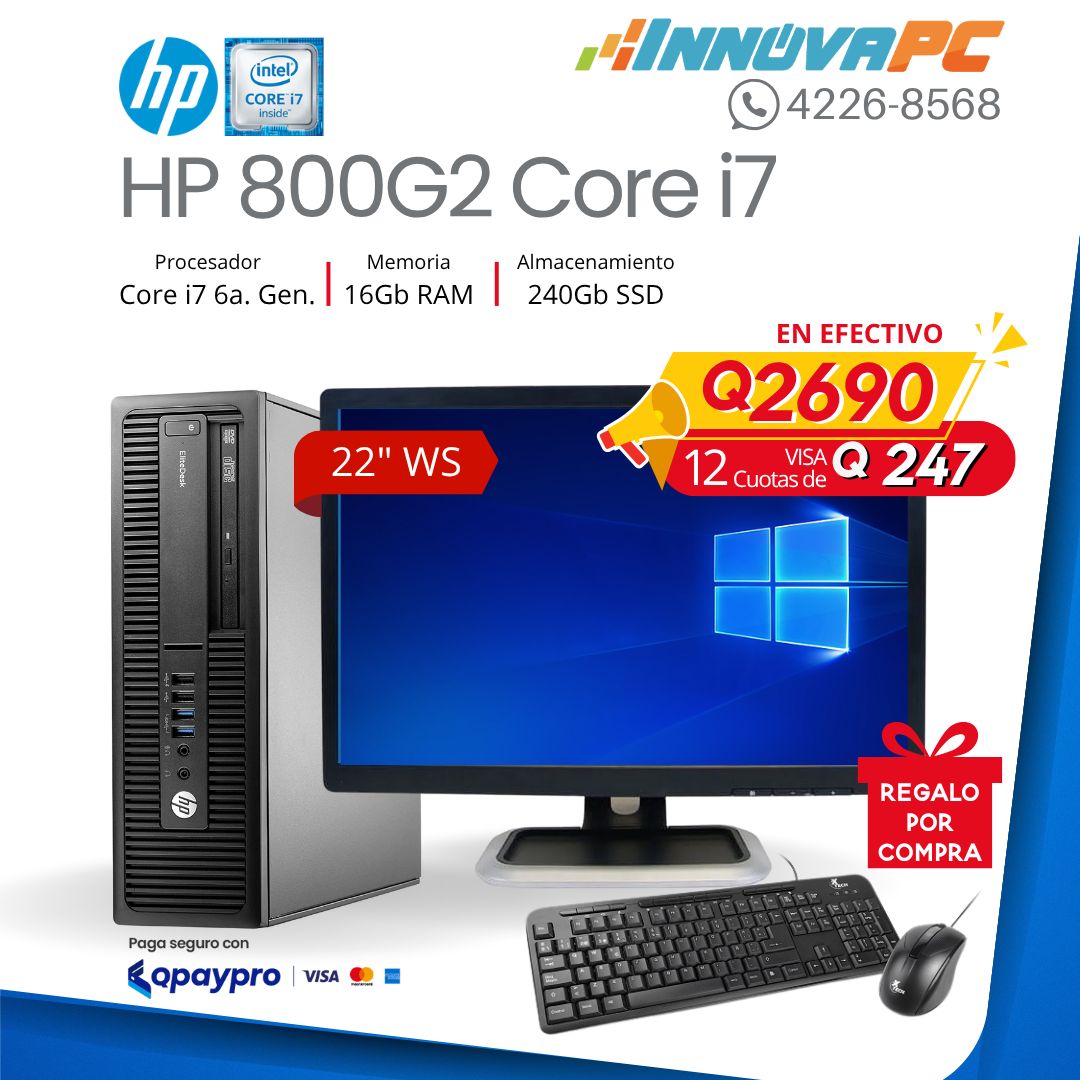 Computadora EliteDesk HP 800 G2 Core i7 de 6a. Generación