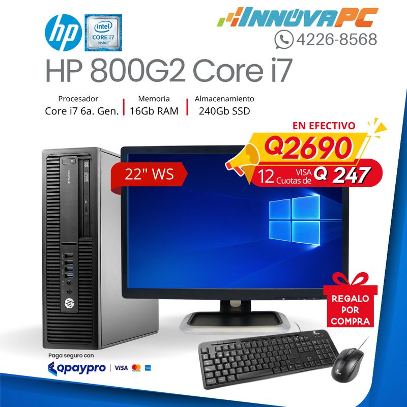 Computadora EliteDesk HP 800 G2 Core i7 de 6a. Generación