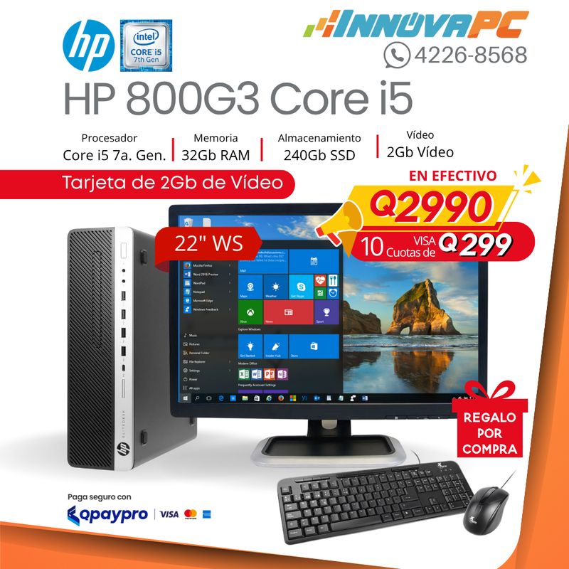 Computadora HP Elitedesk 800 G3 Core i5 de 6a. Generación