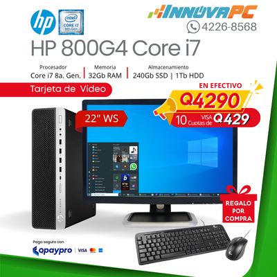 Computadora HP Elitedesk 800 G4 Core i7 de 8a. Generación
