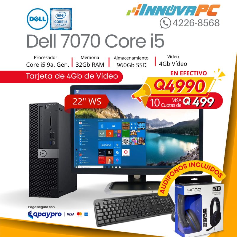 Computadora Dell OptiPlex 7070 Core i5 de 9a. Generación