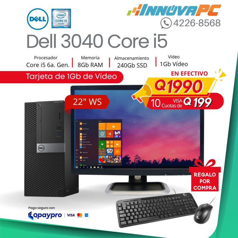 Computadora Dell OptiPlex 3040 Core i5 de 6a. Generación