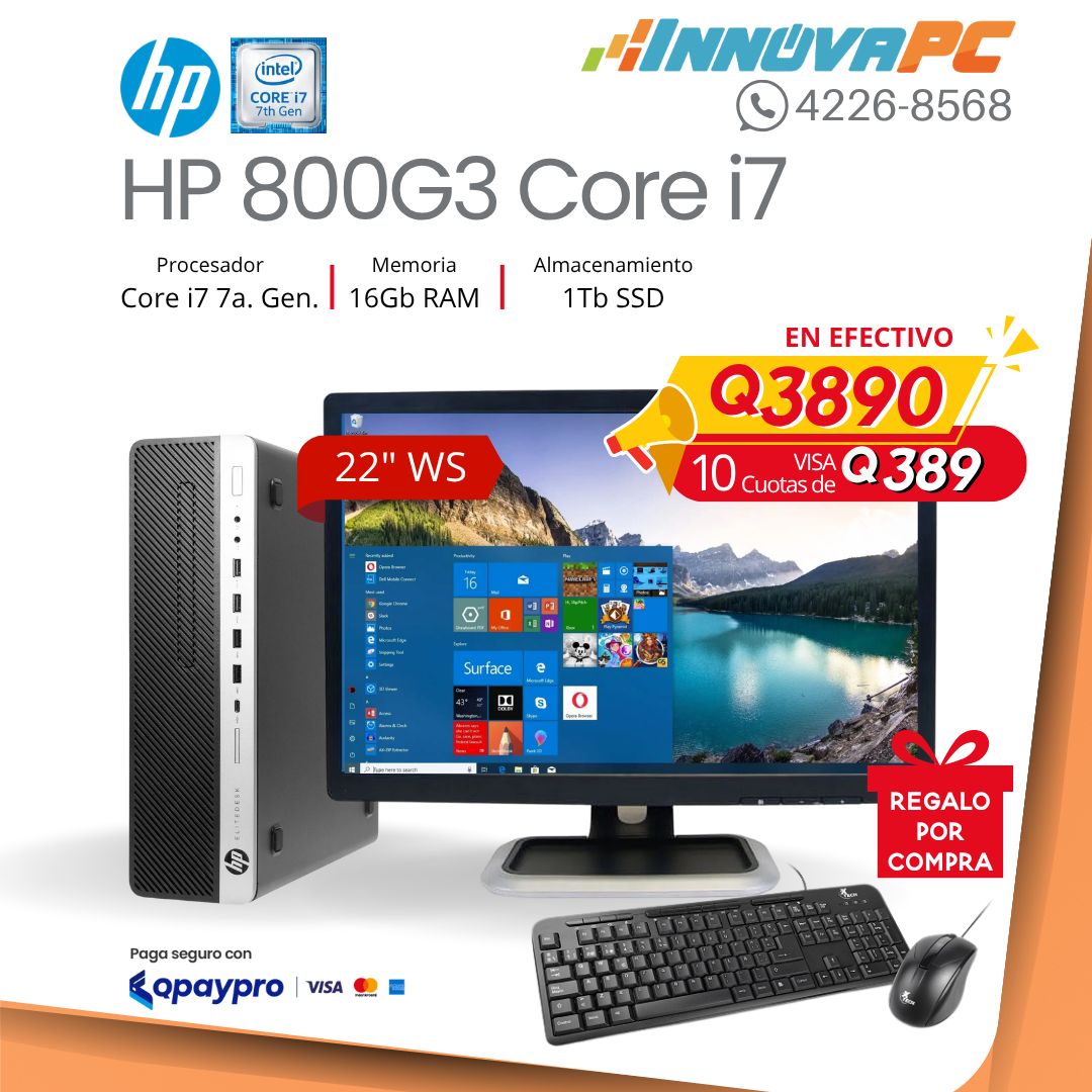 Computadora HP Elitedesk 800 G3 Core i7 de 7a. Generación