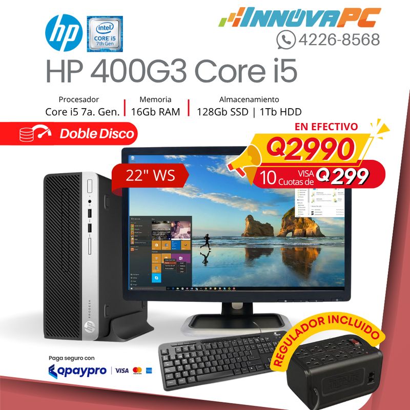 Computadora HP Elitedesk 400 G3 Core i5 de 7a. Generación