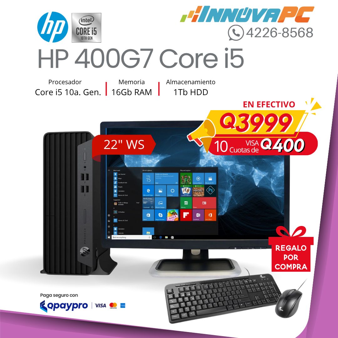 Computadora HP Prodesk 400 G7 Core i5 de 10a. Generación