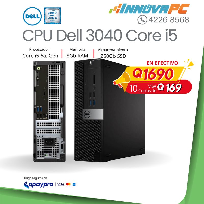 CPU Dell OptiPlex 3040 Core i5 de 6a. Generación