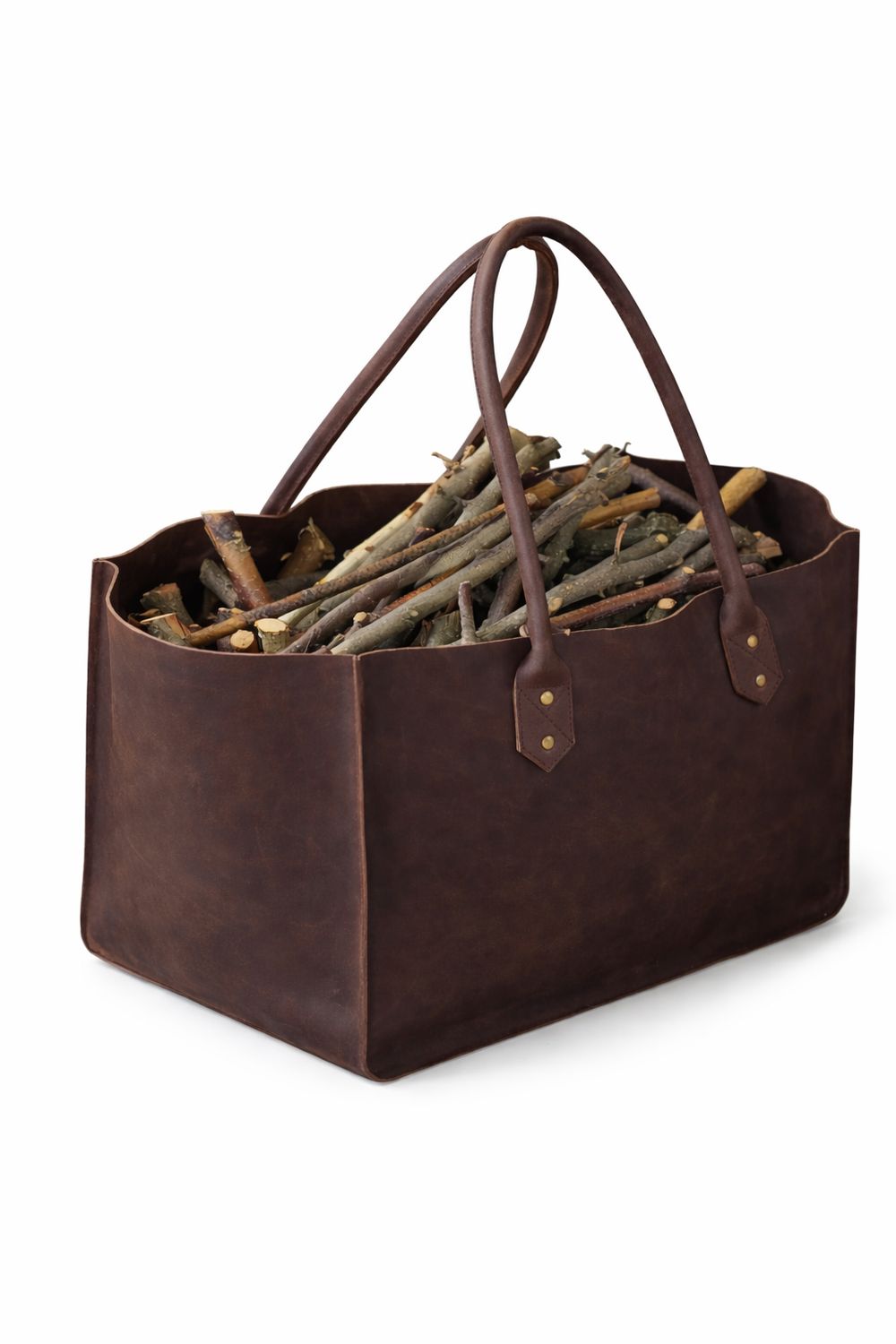 PALASARI Grosse Leder-Tragetasche für Holz &amp; Aufbewahrung 