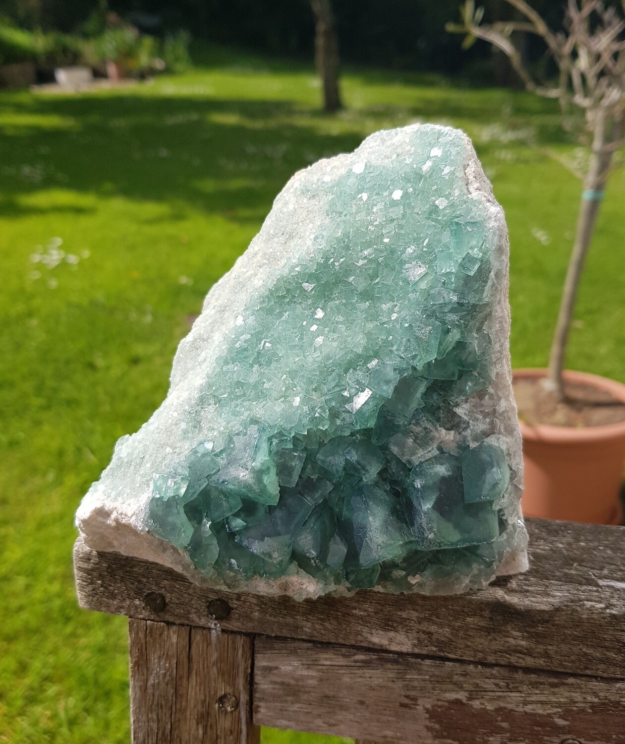 Large Natural Green Flourite Crystal