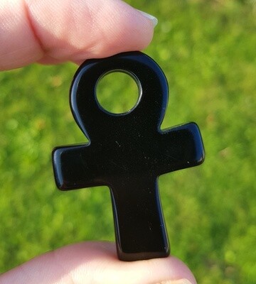 Black Obsidian Crystal Ankh