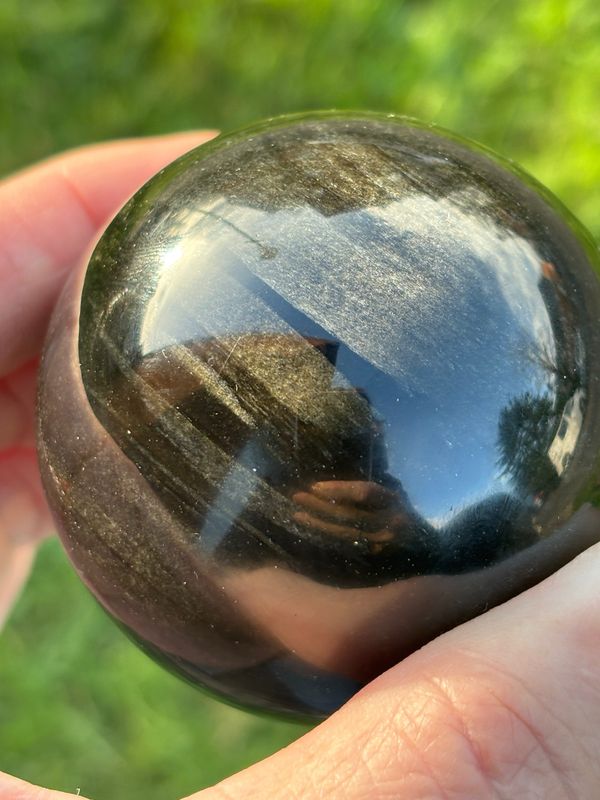 Black Obsidian Sphere (Golden Sheen)