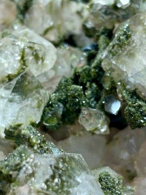 Large Epidote on Quartz Cluster