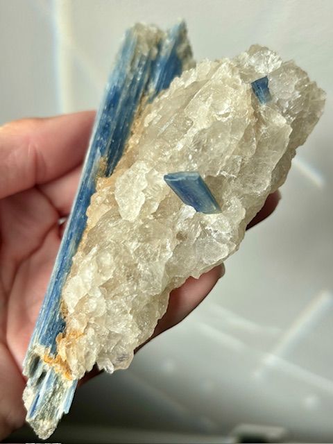 Blue Kyanite on Quartz Crystal