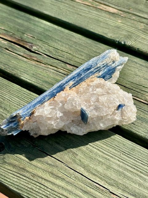 Blue Kyanite on Quartz Crystal