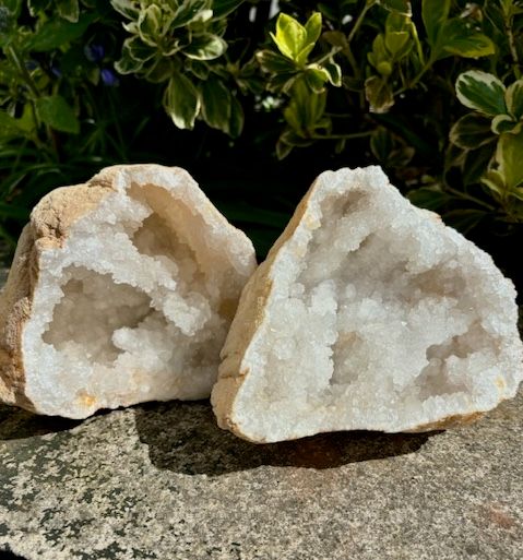 Large Quartz Geode Pair