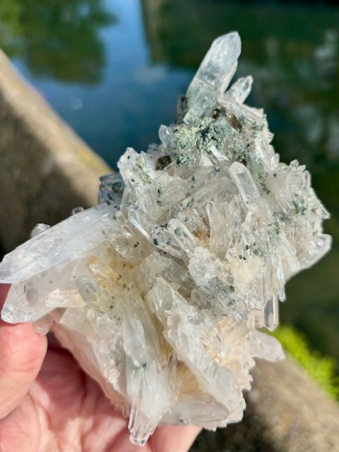 Large Clear Quartz Cluster with Chlorite