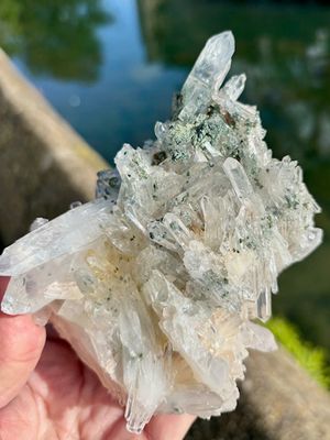 Large Clear Quartz Cluster with Chlorite
