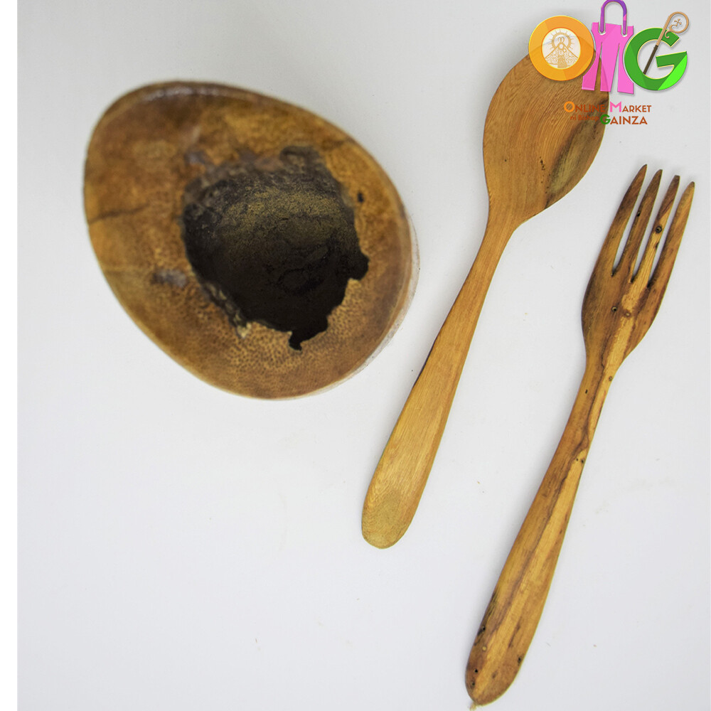 M & E Handicraft Collection - Wooden Cutlery with Tumbler