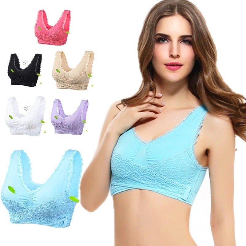 Seamless Lift Bra with Front Cross Side Buckle, Plus-Size Wirefree Lift Support Bra