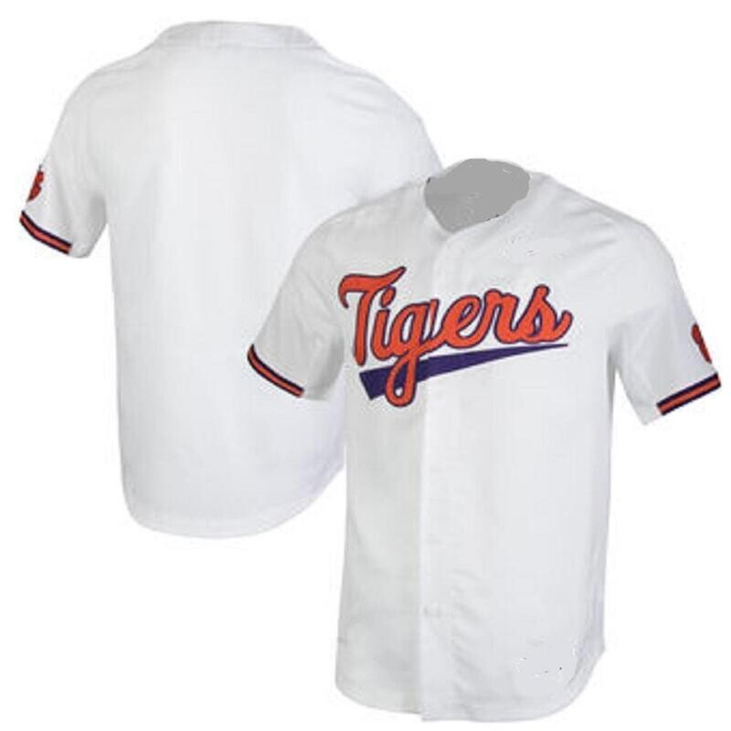 Clemson Tigers Custom Name and Number College Baseball Jersey White