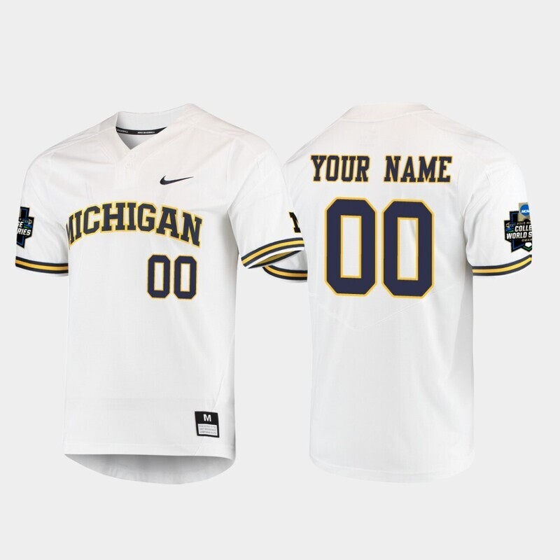 Michigan Wolverines Custom Name and Number White 2019 Ncaa Baseball College World Series Jersey