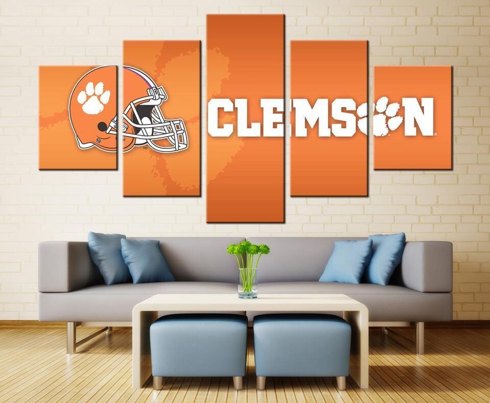 Clemson Tigers College Football - 5 Panel Canvas Print Wall Art Set