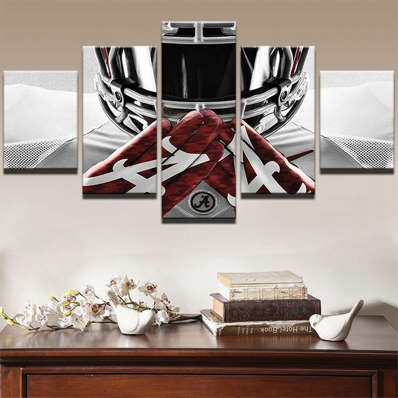 Alabama Crimson Tide Player Rugby - 5 Panel Canvas Print Wall Art Set
