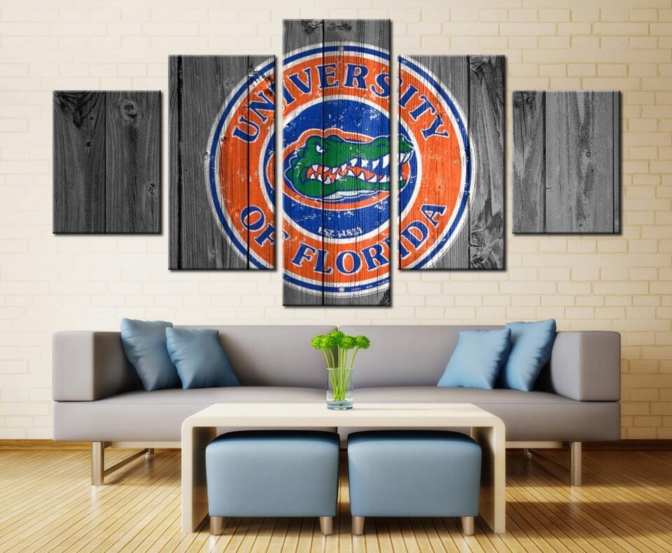 Florida Gators Football Sports - 5 Panel Canvas Print Wall Art Set