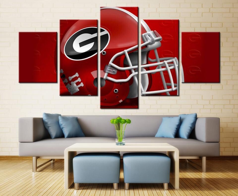 Georgia Bulldogs Helmet Football Team - 5 Panel Canvas Print Wall Art Set