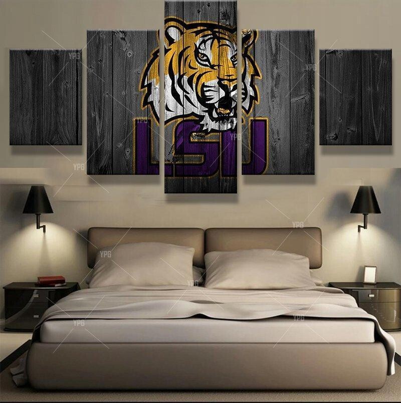 LSU Tigers College Football - 5 Panel Canvas Print Wall Art Set