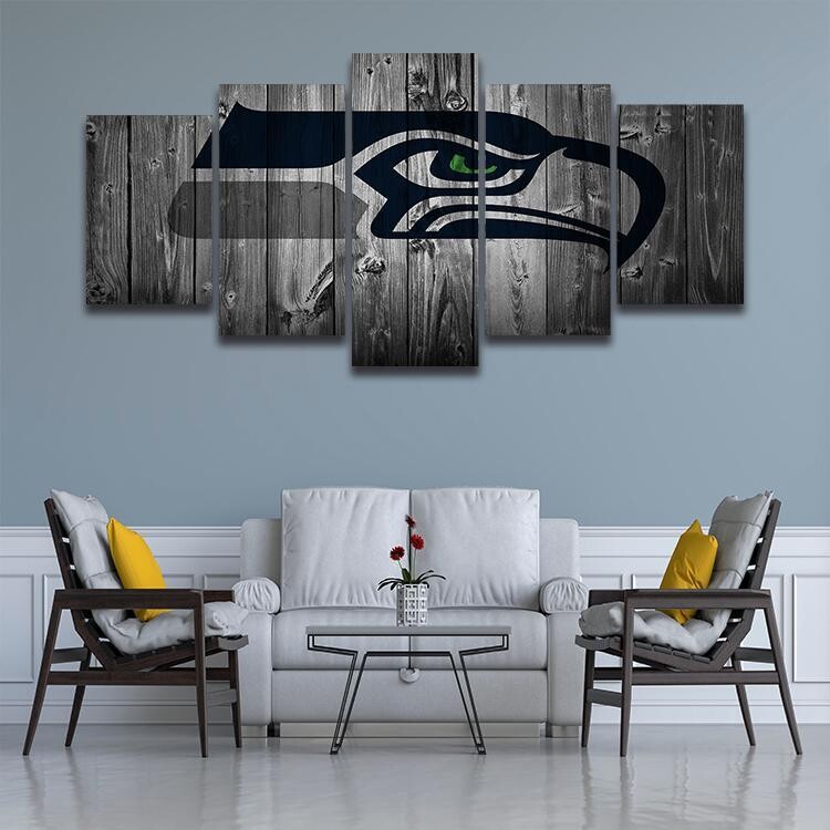 Seattle Seahawks Logo - 5 Panel Canvas Print Wall Art Set
