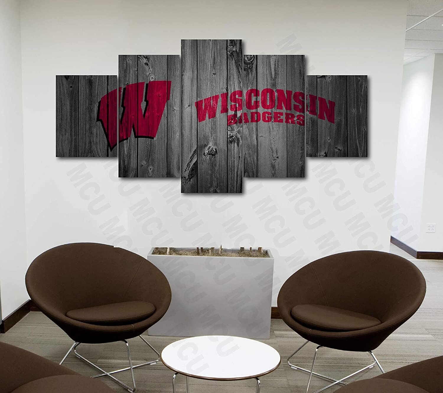 Wisconsin Badgers NCAA Football - 5 Panel Canvas Print Wall Art Set