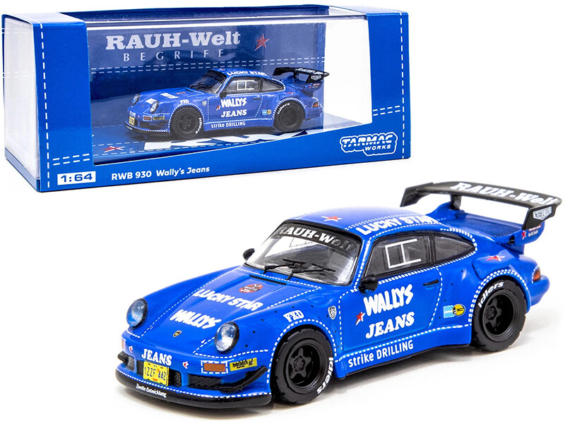 Porsche RWB 930 \"Wally\'s Jeans\" Blue \"RAUH-Welt BEGRIFF\" 1/64 Diecast Model Car by Tarmac Works