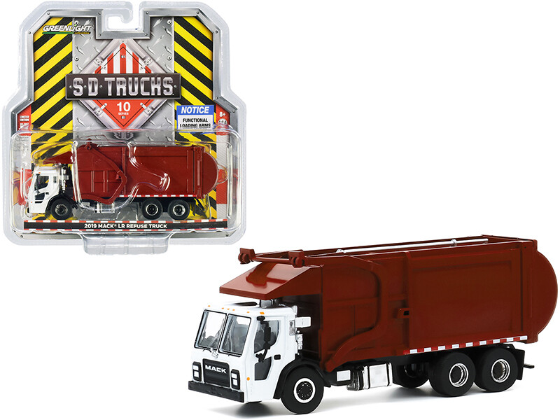 2019 Mack LR Refuse Garbage Truck White and Burgundy \"S.D. Trucks\" Series 10 1/64 Diecast Model by Greenlight