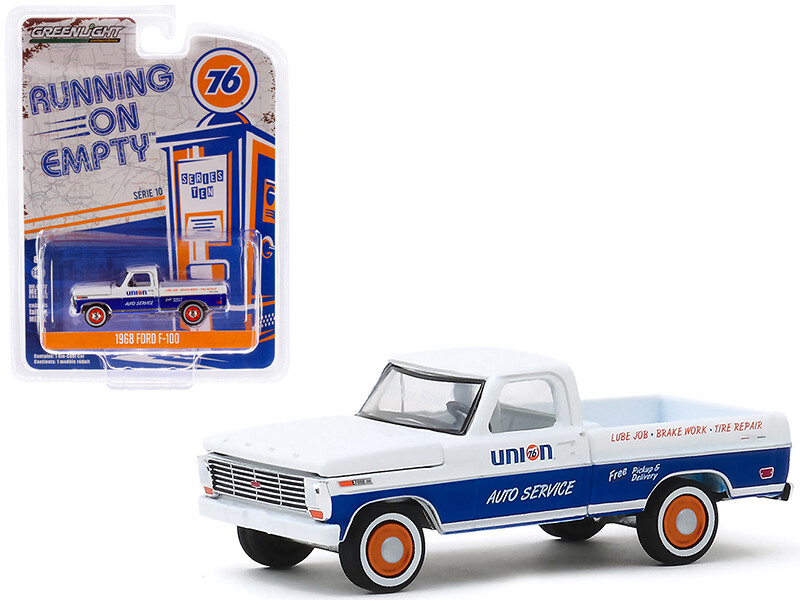 1968 Ford F-100 Pickup Truck \"Union 76 Auto Service\" White with Blue Stripe \"Running on Empty\" Series 10 1/64 Diecast Model Car by Greenlight
