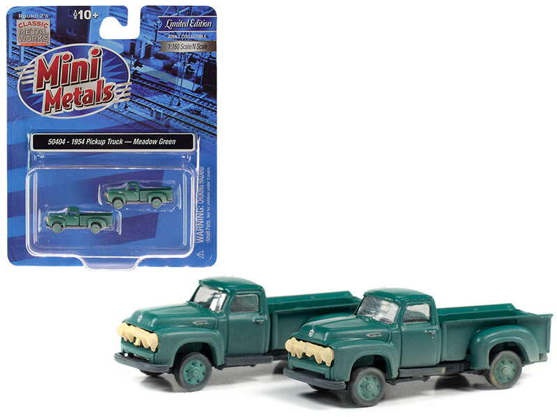 1954 Ford Pickup Trucks Meadow Green (Dirty/Weathered) Set of 2 pieces 1/160 (N) Scale Model Cars by Classic Metal Works