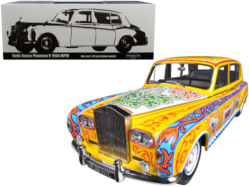 1964 Rolls Royce Phantom V RHD (Right Hand Drive) \"John Lennon\" Yellow with Graphics 1/18 Diecast Model Car by Paragon